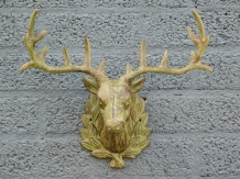 Wall ornament Deer - green/brown - cast iron