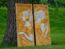 Set of 2 Wall plates - Art Nouveau - MGO - Wall ornament