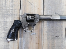 Uniek: wandelstok met chrome-nikkel met colt- pistool handvat