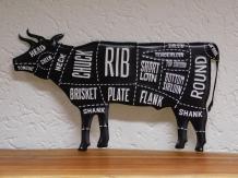 Wandbord Koe - 50 cm - Beef Parts - Metaal