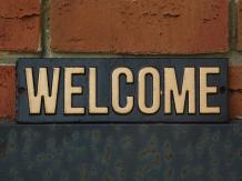 Welcome bordje - Gietijzer - Zwart Goud - Wandbord - Deurbord