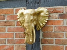 Wall ornament elephant - gold - polystone