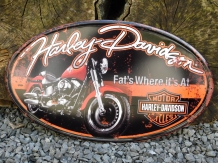 Prachtig metalen bord met harley Davidson reclame