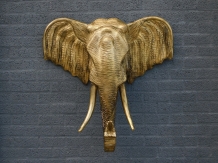 Large wall ornament of an elephant, gold-black look, very large and sturdy!