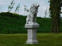 Seated Lion on Pedestal - 95 cm - Stone