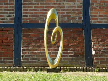 Large abstract sculpture IX - alu brass - on granite base