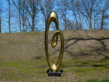 Large abstract sculpture IX - alu brass - on granite base