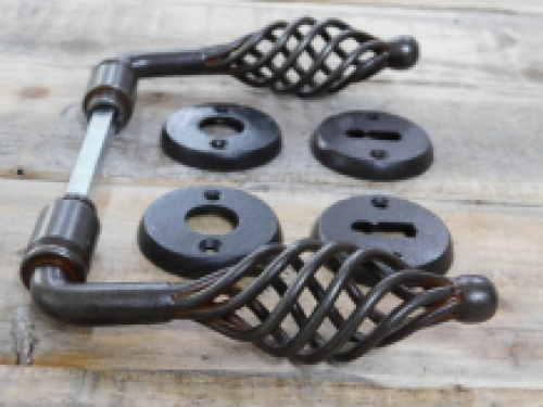 Set of door hardware for internal doors - antique iron brown - soldered handles