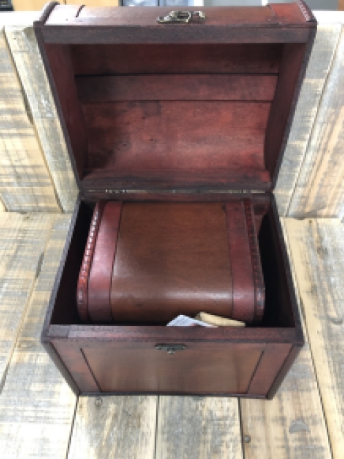 Beautiful colonial wooden box with beautiful fittings, storage box-X