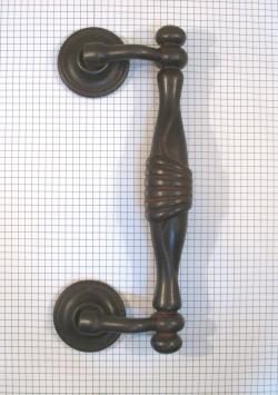 Door handle with Rosettes - 24 cm - Iron - Brown/rust colour