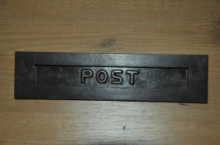 Letter slot iron dark brown, heavy solid design, with flap spring.