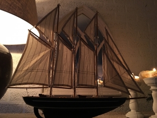 Sailboat 3 master Marco polo on stand, handmade, very beautiful.