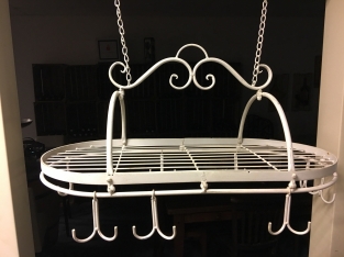 Cups Hanger - iron spice-game rack with 8 double hooks, white