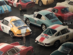 Wall decoration art on glass, Full color classic car & Porsche, very beautiful!!