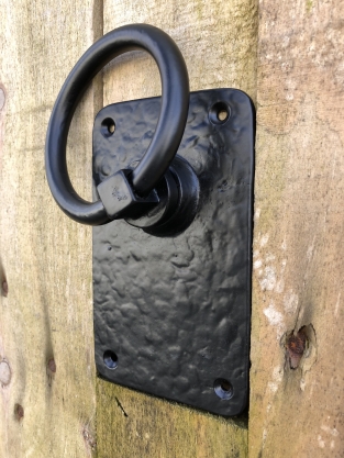 Rustic large ring as a door shutter/gate shutter-black coated metal.