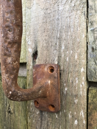 Door handle Square made of solid iron - large- rust brown- coated.