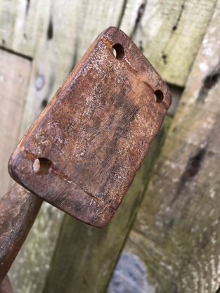 Door handle Square made of solid iron - large- rust brown- coated.