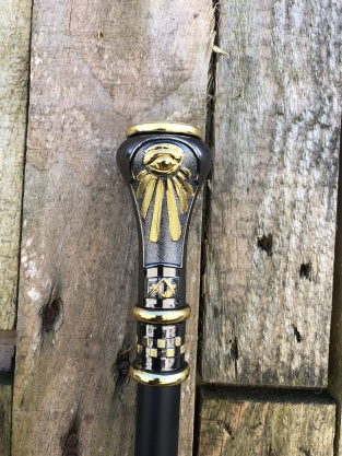 Unique: walking stick alu brass nickel handle freemasonry