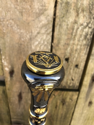 Unique: walking stick alu brass nickel handle freemasonry