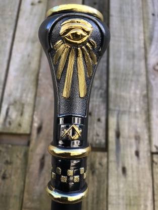 Unique: walking stick alu brass nickel handle freemasonry