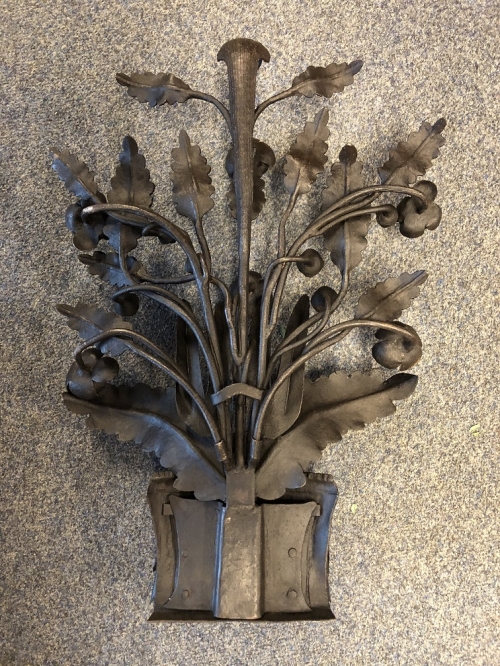 Wrought iron wall ornament, rose motif, very beautiful and unique piece!