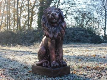 Sitzender Löwe - Polystone - rechts schauend - Kupferoptik