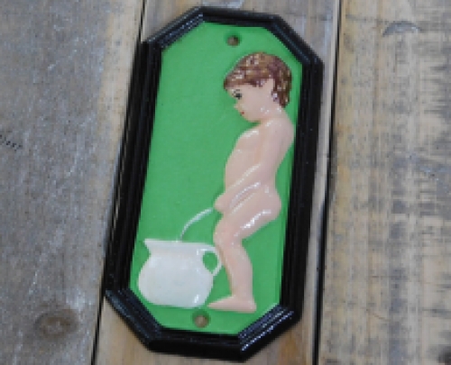 Set of signs for toilet door, cast iron painted, Man +Woman.