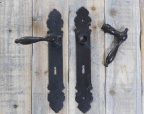 Set of door handles + door plates BB - antique iron dark brown