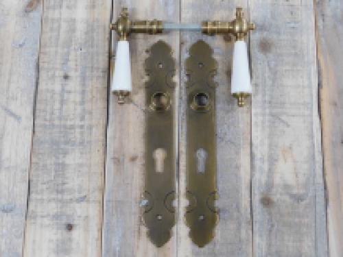 Classic door hardware set - PZ 92 - for cylinder lock - patinated brass