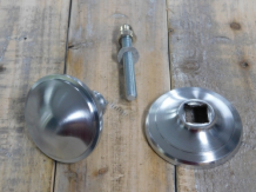 Fixed door knob with rosette - solid - matt chrome