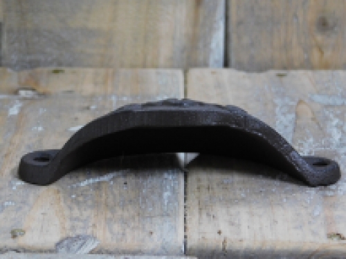 Drawer handle, door handle, furniture hardware, with beautiful motif, antique iron, brown