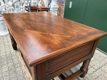 Beautiful used nostalgic antique oak desk, substantial in size.