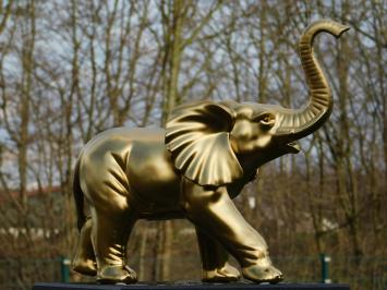 Statue Elefant - Keramik - Mattgold