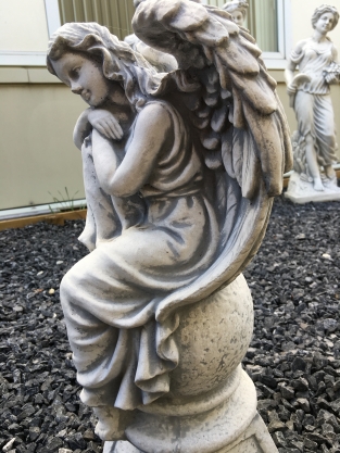Angel on sphere, full stone statue and beautiful statue!