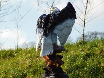 Statue Adler Schwarz Weiß - 45 cm - Polystone