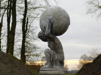 Einmalig: Statue Atlas auf Sockel - 135 cm - Stein