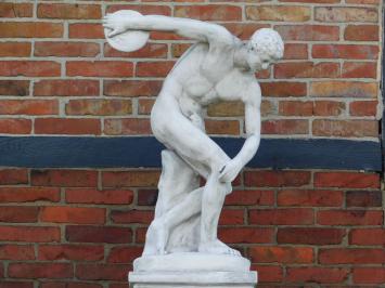 Discobolus op Sokkel - 155 cm - Volledig Steen