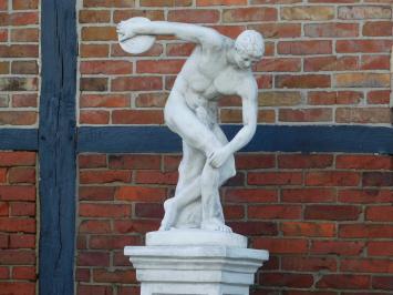 Discobolus op Sokkel - 155 cm - Volledig Steen