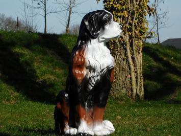 Statue Dog - 76 cm -Polystone - Black, White with Brown