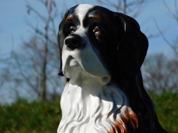 Statue Hund - 76 cm -Polystone - Schwarz, Weiß mit Braun