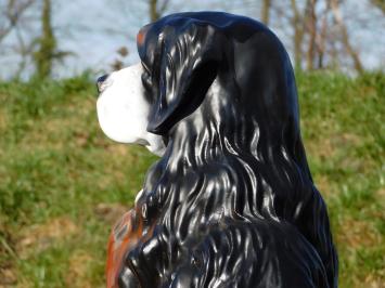 Beeld Hond - 76 cm -Polystone - Zwart, Wit met Bruin