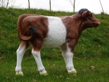 Statue Calf - 105 cm - Brown White - Polystone 