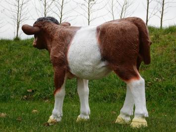 Statue Calf - 105 cm - Brown White - Polystone 