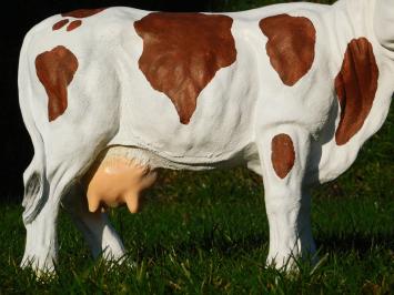 Cow in Colour - 65 cm - Brown with White - Polystone