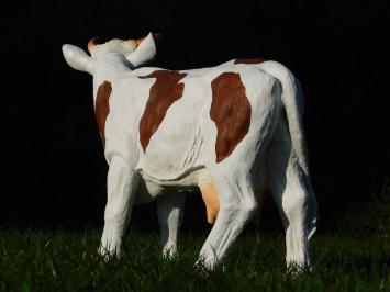 Cow in Colour - 65 cm - Brown with White - Polystone