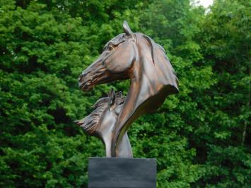 Statue Stute mit Fohlen - 45 cm - Holzoptik