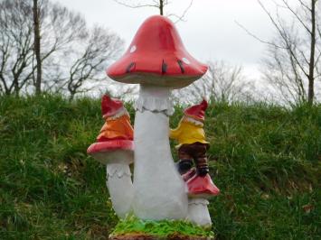 Pilz mit Zwergen - 50 cm - Polystone