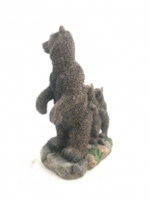 Standing bear with 2 little ones behind him, nice decorative statue made of polystein