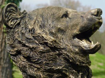 Bear head polystone - beautiful design - black-gold