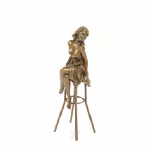 A bronze statue/sculpture of a lady on a bar stool (13)